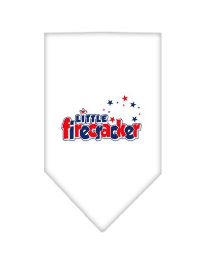 Little Firecracker Screen Print Bandana White Large