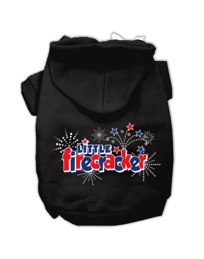 Little Firecracker Screen Print Pet Hoodies Black L