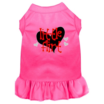 Little Flirt Screen Print Dog Dress Bright Pink 4X