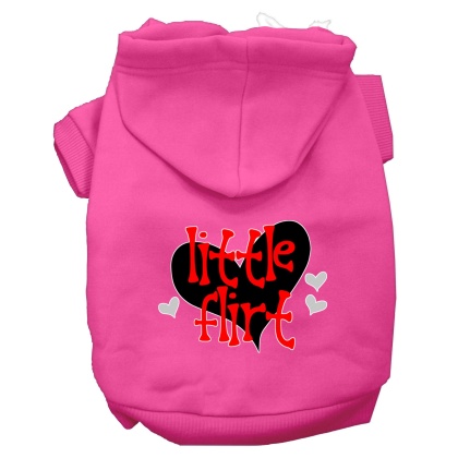 Little Flirt Screen Print Dog Hoodie Bright Pink L