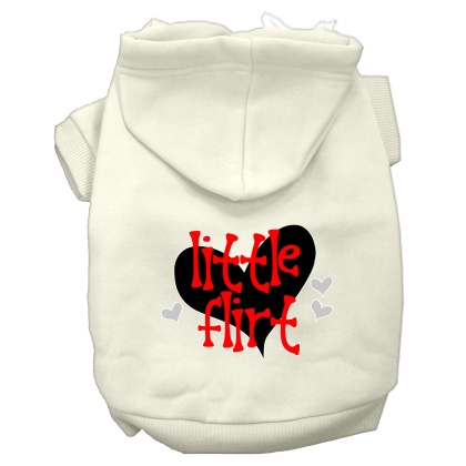 Little Flirt Screen Print Dog Hoodie Cream L