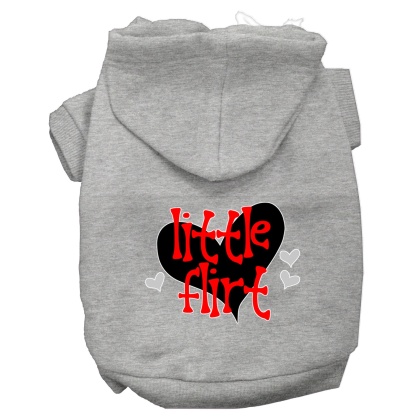 Little Flirt Screen Print Dog Hoodie Grey L