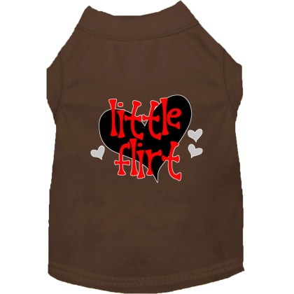 Little Flirt Screen Print Dog Shirt Brown Lg