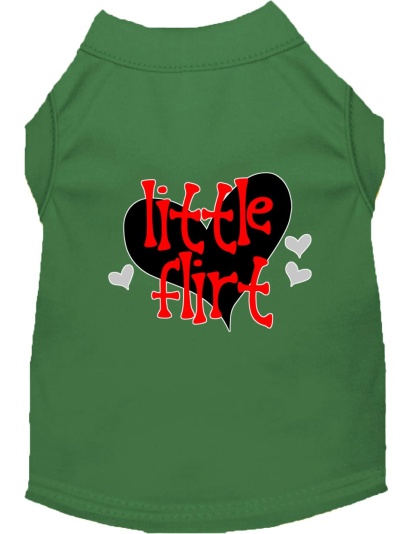 Little Flirt Screen Print Dog Shirt Green Lg