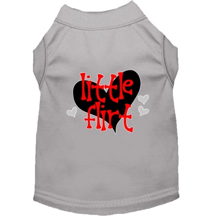 Little Flirt Screen Print Dog Shirt Grey Lg