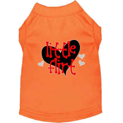 Little Flirt Screen Print Dog Shirt Orange Lg