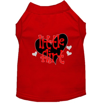 Little Flirt Screen Print Dog Shirt Red Lg