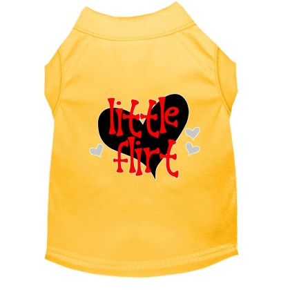 Little Flirt Screen Print Dog Shirt Yellow Lg