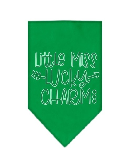 Little Miss Lucky Charm Screen Print Bandana Emerald Green Large