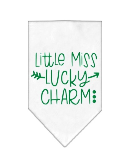 Little Miss Lucky Charm Screen Print Bandana White Large