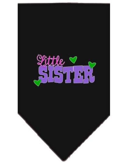 Little Sister Screen Print Bandana Black Large