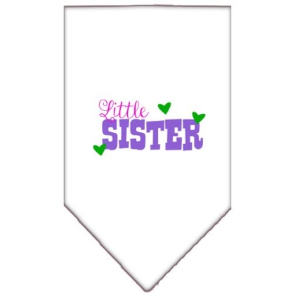 Little Sister Screen Print Bandana White Large