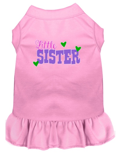 Little Sister Screen Print Dog Dress Light Pink 4X