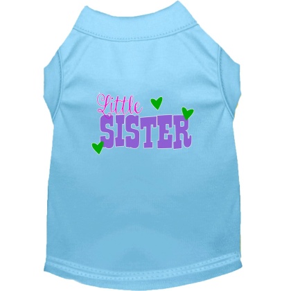 Little Sister Screen Print Dog Shirt Baby Blue Lg