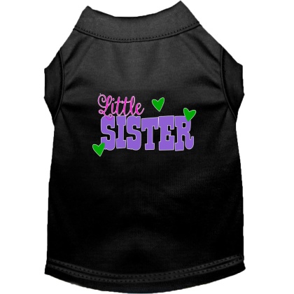 Little Sister Screen Print Dog Shirt Black Lg