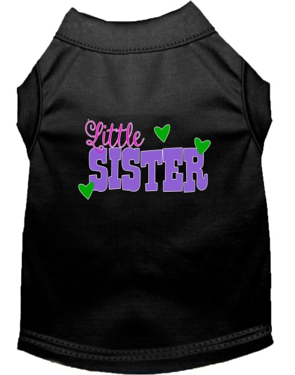 Little Sister Screen Print Dog Shirt Black Lg