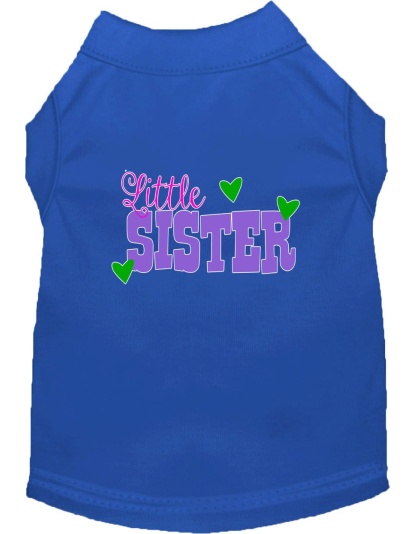 Little Sister Screen Print Dog Shirt Blue Lg