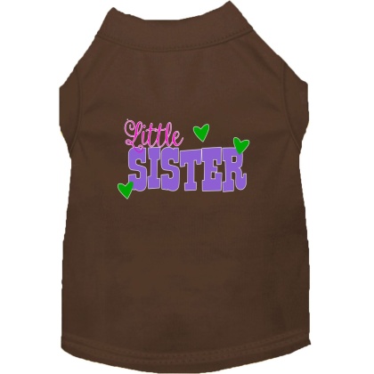 Little Sister Screen Print Dog Shirt Brown Lg