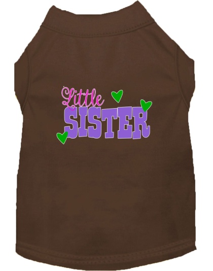 Little Sister Screen Print Dog Shirt Brown Lg