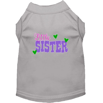 Little Sister Screen Print Dog Shirt Grey Lg