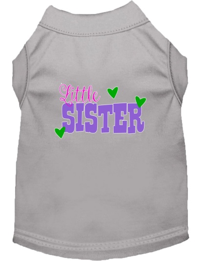 Little Sister Screen Print Dog Shirt Grey Lg