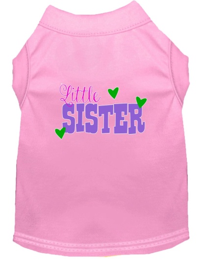 Little Sister Screen Print Dog Shirt Light Pink Lg