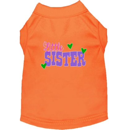 Little Sister Screen Print Dog Shirt Orange Lg