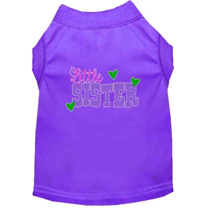 Little Sister Screen Print Dog Shirt Purple Lg