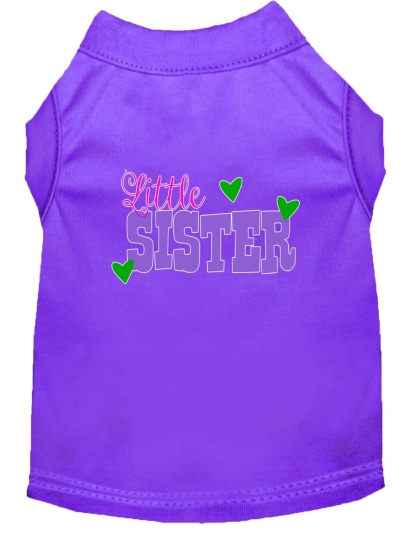 Little Sister Screen Print Dog Shirt Purple Lg