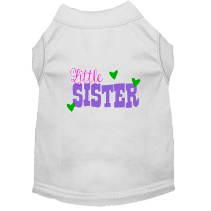 Little Sister Screen Print Dog Shirt White Lg