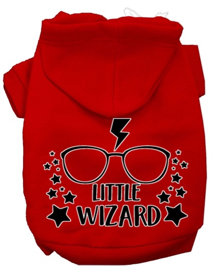 Little Wizard Screen Print Dog Hoodie Red L