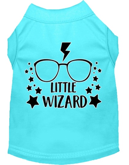 Little Wizard Screen Print Dog Shirt Aqua Lg