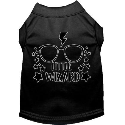 Little Wizard Screen Print Dog Shirt Black Lg