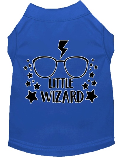 Little Wizard Screen Print Dog Shirt Blue Lg