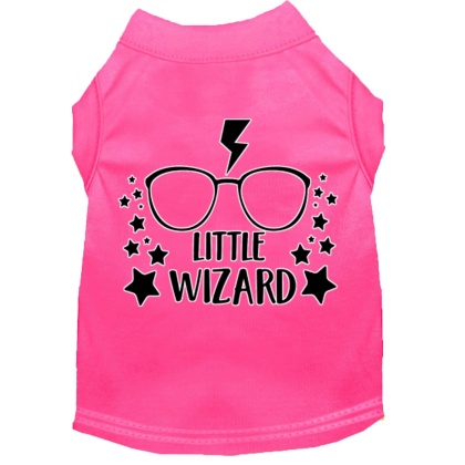 Little Wizard Screen Print Dog Shirt Bright Pink Lg