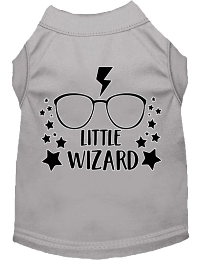 Little Wizard Screen Print Dog Shirt Grey Lg