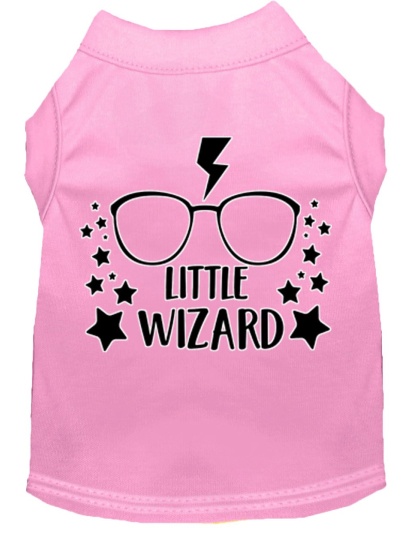 Little Wizard Screen Print Dog Shirt Light Pink Lg