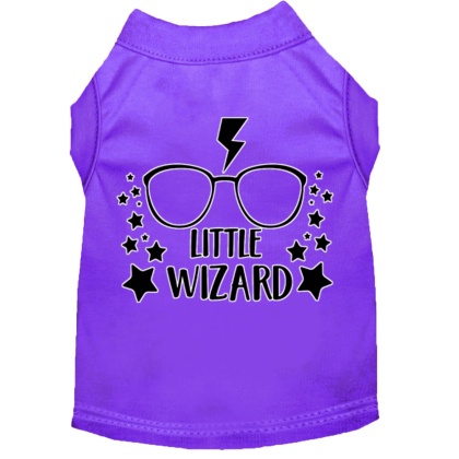 Little Wizard Screen Print Dog Shirt Purple Lg