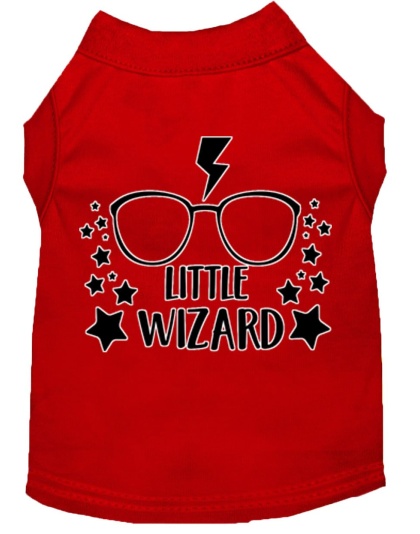 Little Wizard Screen Print Dog Shirt Red Lg