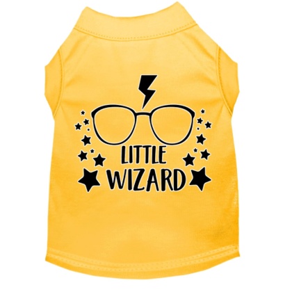 Little Wizard Screen Print Dog Shirt Yellow Lg