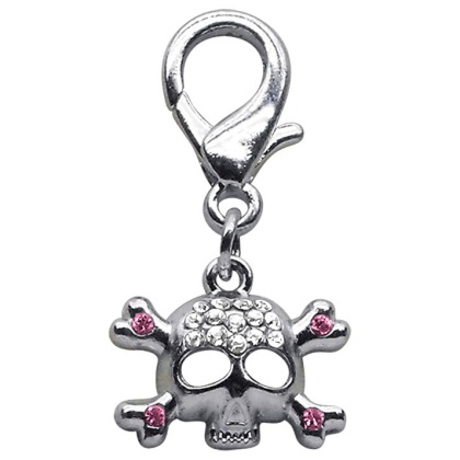 Lobster Claw Skull Charm Pink