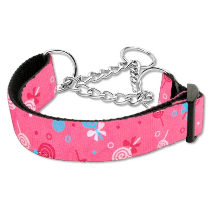 Lollipops Nylon Ribbon Collar Martingale Large Bright Pink