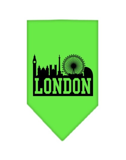 London Skyline Screen Print Bandana Lime Green Large