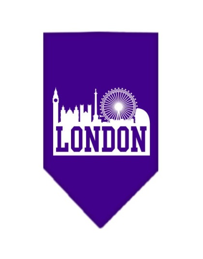 London Skyline Screen Print Bandana Purple Large