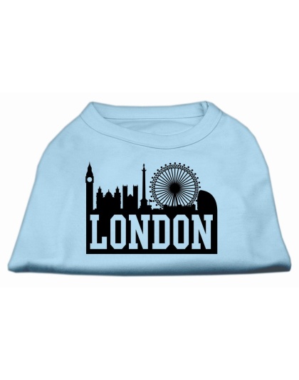 London Skyline Screen Print Shirt Baby Blue Lg