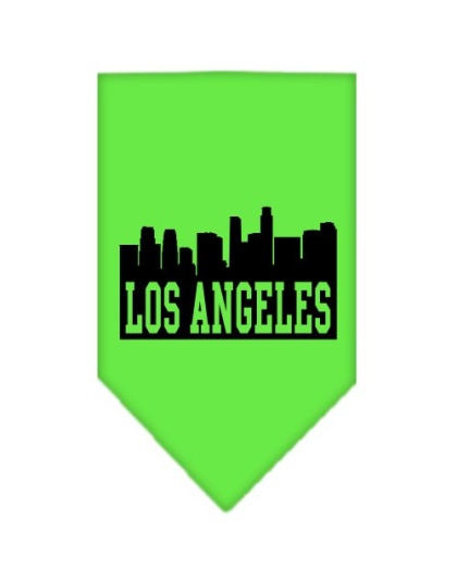 Los Angeles Skyline Screen Print Bandana Lime Green Large