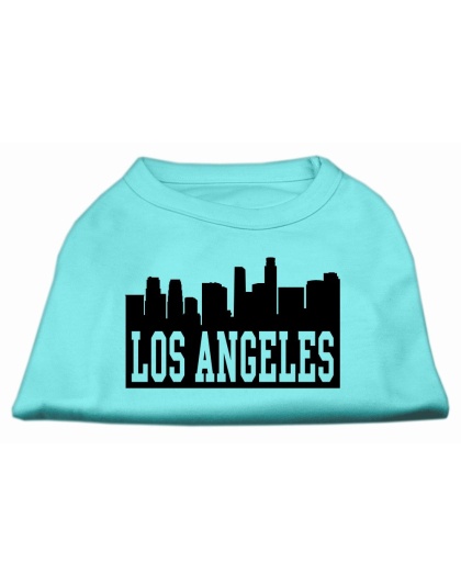 Los Angeles Skyline Screen Print Shirt Aqua Lg