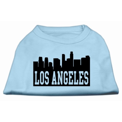 Los Angeles Skyline Screen Print Shirt Baby Blue Lg