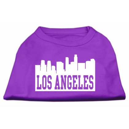 Los Angeles Skyline Screen Print Shirt Purple Lg