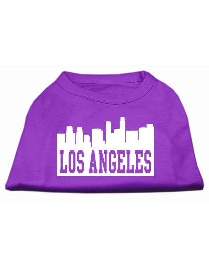 Los Angeles Skyline Screen Print Shirt Purple Lg